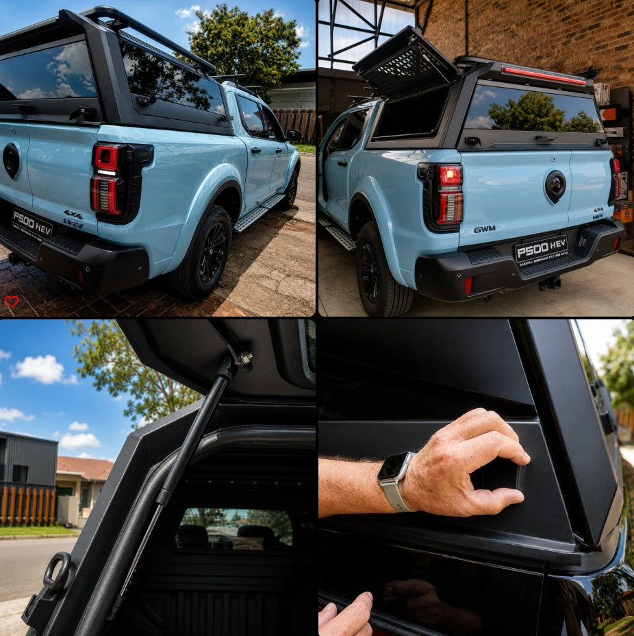 GWM P300 Explorer Aluminium Canopy – Solid Glass Gullwing Windows
