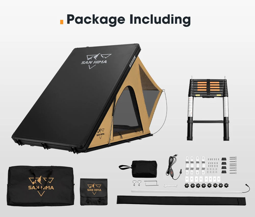 San Hima Kalbarri Lite Rooftop Tent Hardshell With Ladder Khaki Camping