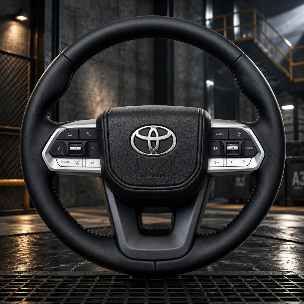 Toyota VX300 Black Leather Silver Trim Steering Wheel