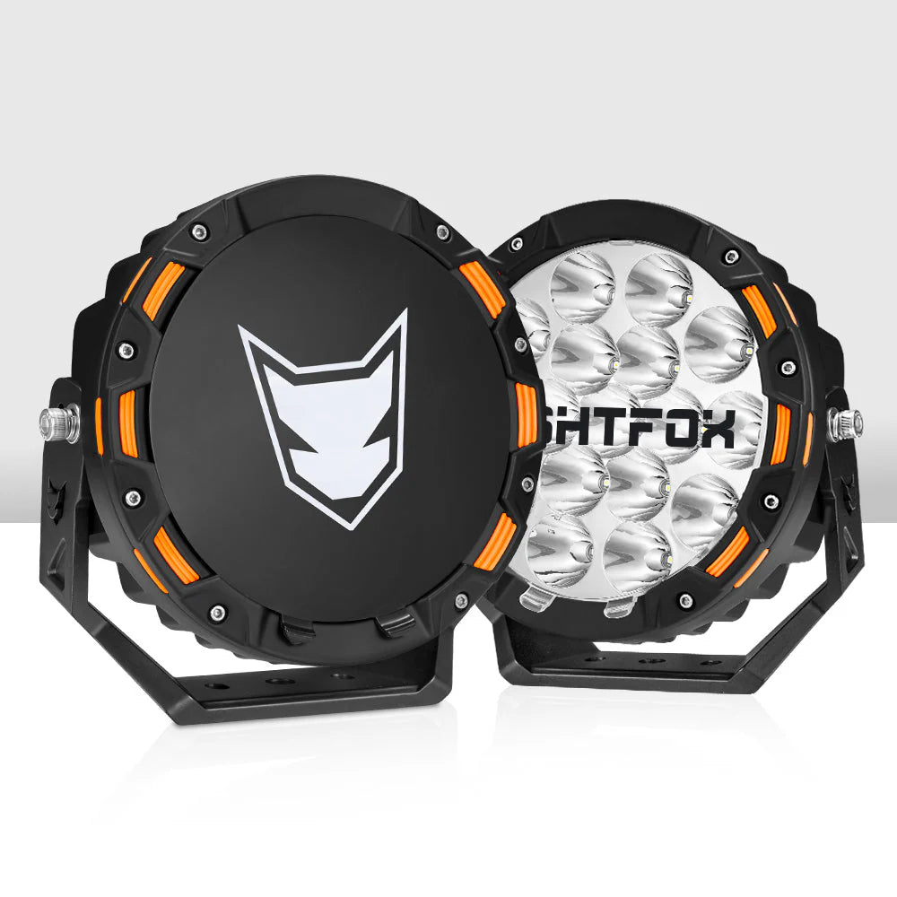 LIGHTFOX Iconic 7inch LED Driving Lights with wiring harness