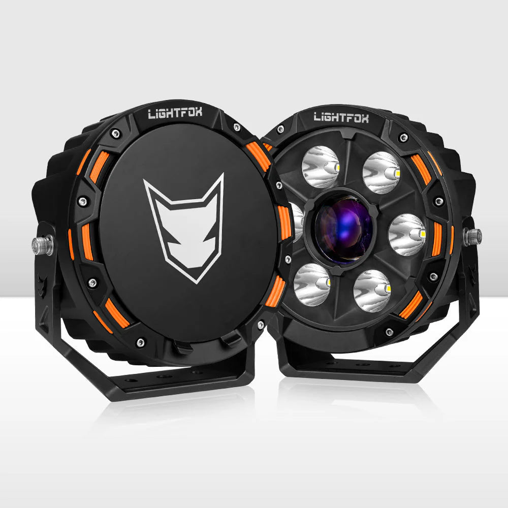 LIGHTFOX 7 Inch Laser LED Driving Light Laser Beam Driving Light 4x4 Offroad LED Laser Spotlight with wiring harness