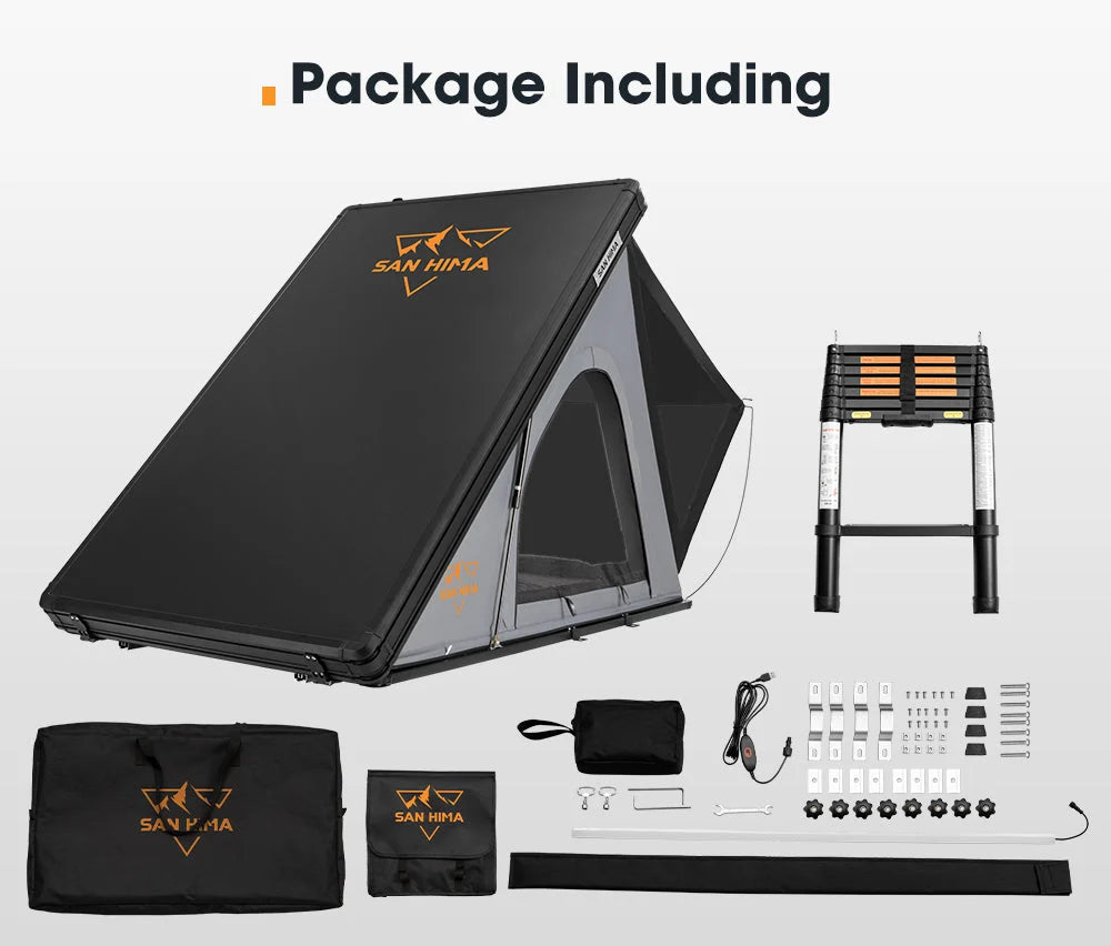 San Hima Kalbarri Lite Rooftop Tent Hardshell With Ladder Grey Camping