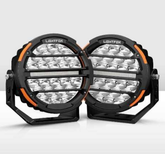 Lightfox Polaris Pair 7inch Osram LED Driving Lights 1Lux@1230m IP68 15,972LM with wiring harness
