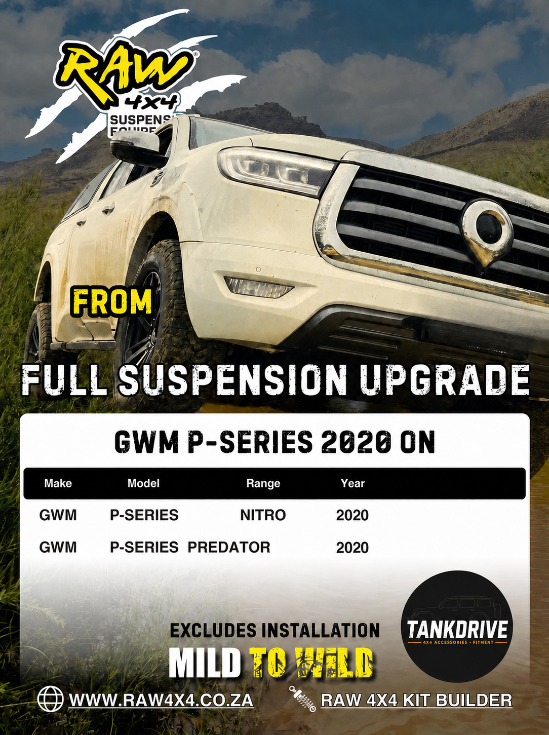 GWM P-Series  RAW4x4 Full Suspension Upgrade
