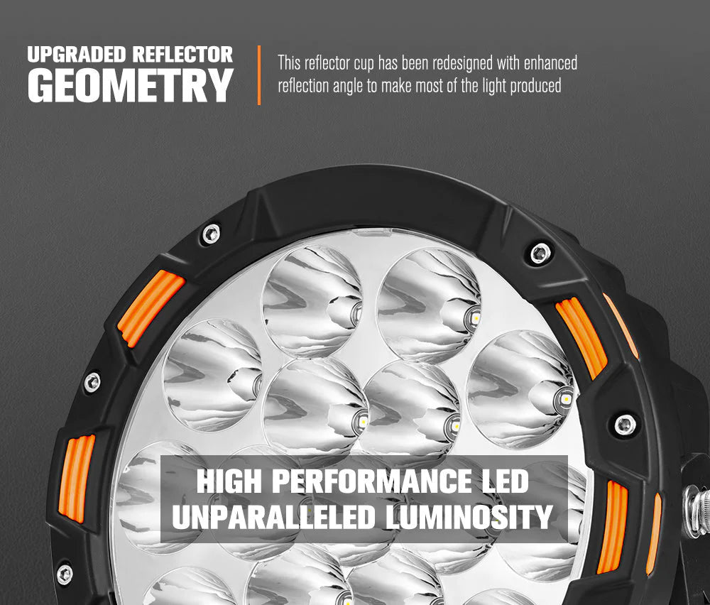 LIGHTFOX Iconic 7inch LED Driving Lights with wiring harness