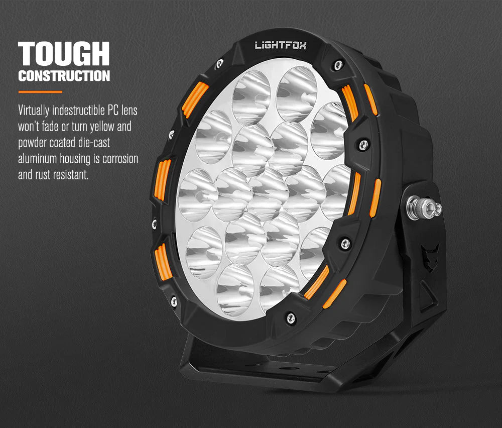 LIGHTFOX Iconic 7inch LED Driving Lights with wiring harness