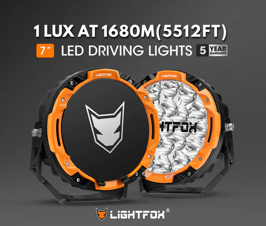 Lightfox 7.5inch LED Driving Light with wiring harness ILUX@1680M DLR