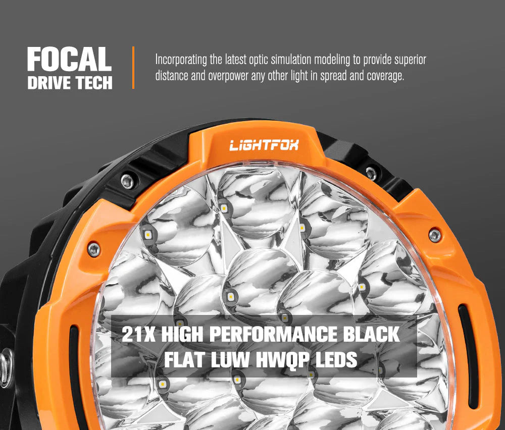 Lightfox 7.5inch LED Driving Light with wiring harness ILUX@1680M DLR