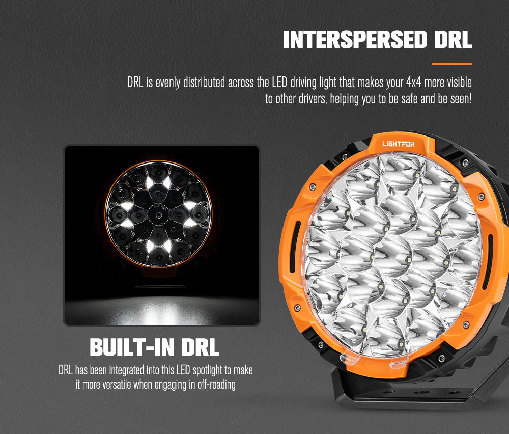 Lightfox 7.5inch LED Driving Light with wiring harness ILUX@1680M DLR