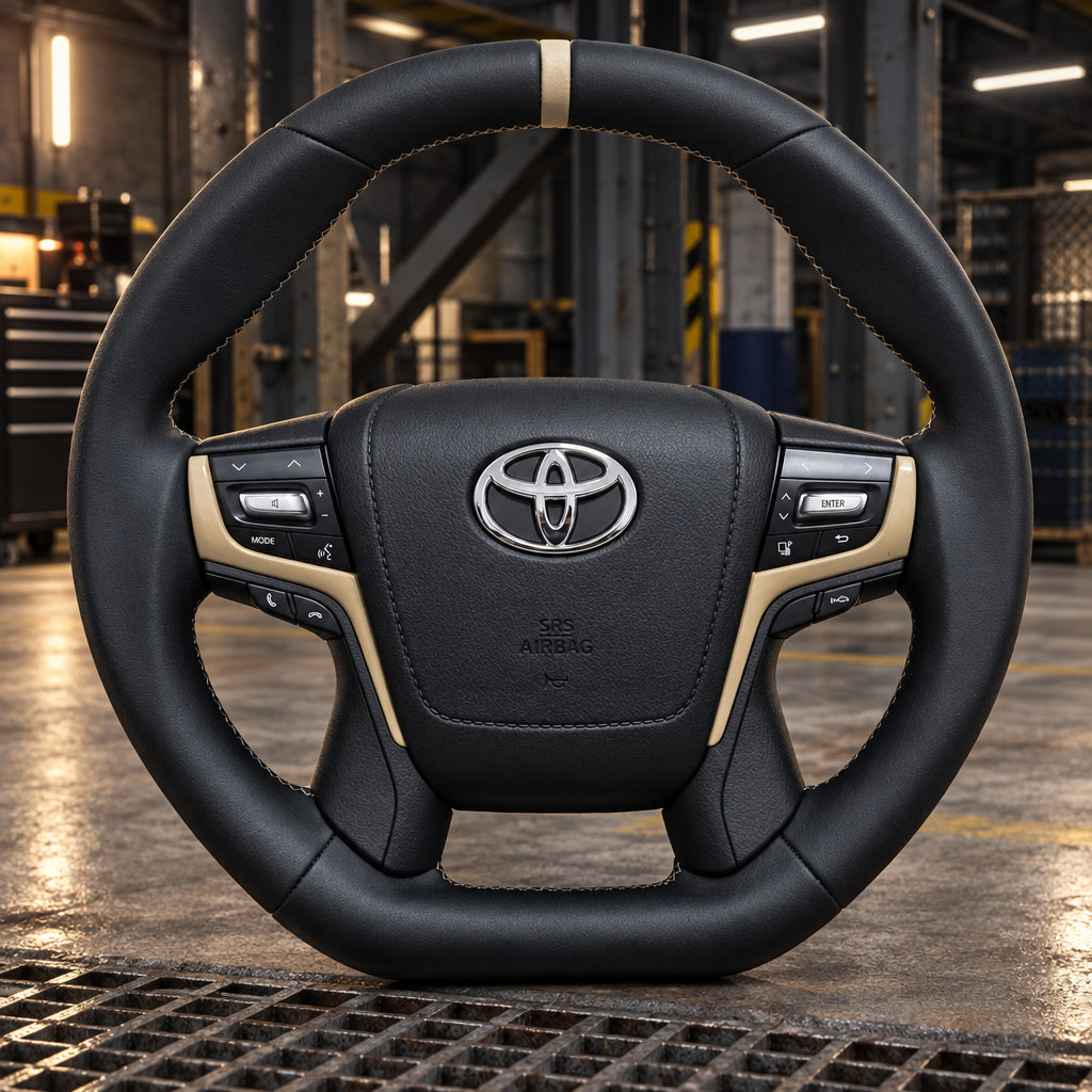 Toyota VX200 Sandy Beige Black Leather Steering Wheel