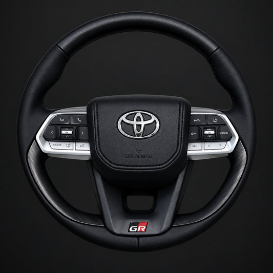 Toyota VX300 GR Wood Grain Steering Wheel Black Leather Silver Trim
