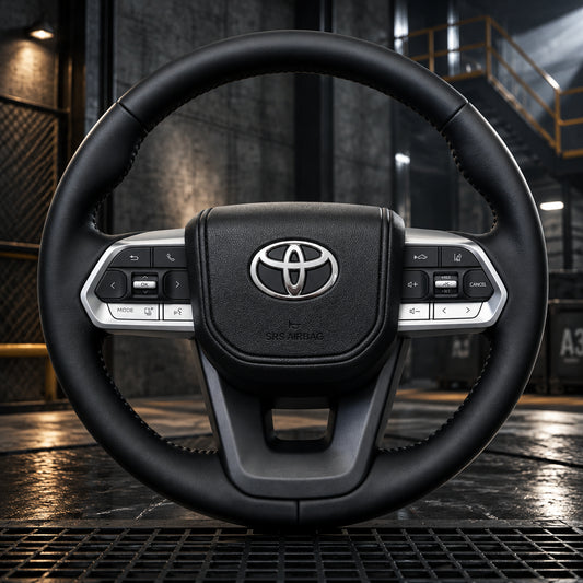 Toyota VX300 Black Leather Silver Trim Steering Wheel